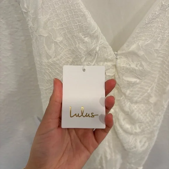 NWT Lulus Flawless Extravagance White Lace Trumpet Hem Maxi Dress - Picture 8 of 10